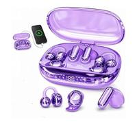 Eunmsi 3-in-1 Smart Wireless Earbuds Open-Ear Clip-On & Mini Sleep Headphones (Purple)