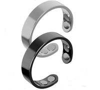 Eunmsi Auvulis Migraine Ring - Adjustable Magnetic Acupressure for Fatigue Relief, Sleep Aid, Anti Snoring & Stress Reduction (Black+Silver)