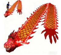 Eunmsi Dragon Poi Light Up,Light Up Dragon Poi Flow Dance Prop, Luminous Dragon Dance Ribbon LED Dragon Pois Exercise Streamer,Outdoor Dance D-ragon Ribbon Streamer,for Adults & Seniors (Red - 8m)