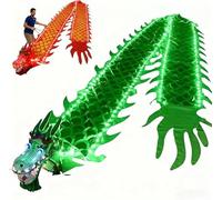 Eunmsi Dragon Poi Light Up,Light Up Dragon Poi Flow Dance Prop, Luminous Dragon Dance Ribbon LED Dragon Pois Exercise Streamer,Outdoor Dance D-ragon Ribbon Streamer,for Adults & Seniors (Green-8m)