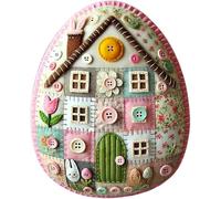 Eunmsi Patchwork Felt Egg House DIY Kit,DIY Patchwork Felt Egg House Chick House Craft Kit,Easter Chick Eggs Ornaments Home Easter Party Decoration Supplies,for Beginners, Children and Adults (E)