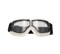 Eunmsi Vintage Motorcycle Goggles,Fits Over Prescription Glasses,Windproof Eye Protection,Soft Padded Riding Glasses with Anti-Slip Strap & UV400,for Men Women Racing Adventure (White)