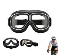 Eunmsi Vintage Motorcycle Goggles,Fits Over Prescription Glasses,Windproof Eye Protection,Soft Padded Riding Glasses with Anti-Slip Strap & UV400,for Men Women Racing Adventure (Black)