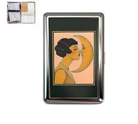 Eunmsi Vintage-Style Versatile Card & Cash Case with RFID Protection,Vintage Durable Cigarette Blunt Cases/Wallets/Case/Card Holder for Credit Cards Cigarette,with Art Deco Illustration (B)
