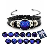 Eunmsi Zodiac Signs Spirit Bracelet,Manifestation Bracelet,Multilayer Adjustable Twelve Constellation Zodiac Leather Bracelets,Spirilet Bracelet Zodiac Manifestation (Aries)