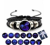 Eunmsi Zodiac Signs Spirit Bracelet,Manifestation Bracelet,Multilayer Adjustable Twelve Constellation Zodiac Leather Bracelets,Spirilet Bracelet Zodiac Manifestation (Aquarius)