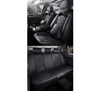 Eunncu Leather Car Seat Covers, Universal Fit Waterproof Protector, Black Luxury, Front & Rear, Side Airbag Compatible, Includes Headrest & Armrest, Seat Heating & Ventilation Compatible