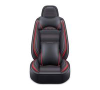 Eunncu Universal Car Seat Covers Waterproof Leather Full Set, Can Protect Front and Rear Seats, To Fit Most Cars, Side Airbag Compatible, Black Red Luxury
