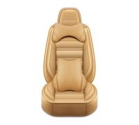 Eunncu Universal Car Seat Covers Waterproof Leather Full Set, Can Protect Front and Rear Seats, To Fit Most Cars, Side Airbag Compatible, Beige Luxury