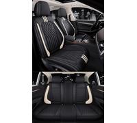 Eunncu Universal Car Seat Covers Waterproof Leather Full Set, Can Protect Front and Rear Seats, To Fit Most Cars, Side Airbag Compatible, Black