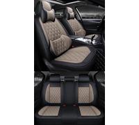 Eunncu Universal Car Seat Covers Waterproof Leather Full Set, Can Protect Front and Rear Seats, To Fit Most Cars, Side Airbag Compatible, Beige