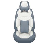 Eunncu Universal Car Seat Covers Waterproof Leather Full Set, Can Protect Front and Rear Seats, To Fit Most Cars, Side Airbag Compatible, White Grey