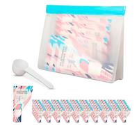 Eunoir Protein Powder Travel Container Set - 60 Pre-Sealed Disposable Bags with Storage Pouch & Scoop | Leakproof Single-Use Design for Gym, Workouts, Travel | Mess-Free Supplement Storage Solution