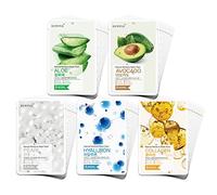 EUNYUL [PACK OF 50] Natural Sheet Mask Pack 5 types Korean Skincare Facial Mask Pack Aloe, Collagen, Pearl, Hyaluron, Avocado Facial Sheet Mask Pack Of 50