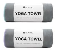 Eunzel 2 Pack Hot Yoga Towel Non-Slip Yoga Mat Towel Ultra-Absorbent Microfiber Towel for Hot Yoga, Pilates,Bikram and Workout 26.5"x 72", Gray