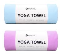 Eunzel Hot Yoga Towel Non Slip Yoga Mat Towel Non-Slip Sweat Absorbent Microfiber Towel for Hot Yoga, Pilates and Workout 72" x 26.5" (Z-Blue/Purple (2 Pack))