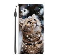 EuoDuo Compatible with Huawei Mate 20 Pro Flip Case PU Leather Phone Wallet with Pattern Design Magnetic Closure Protective Credit Card Holder Folio Cover - Brown Snow Cat