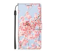EuoDuo Compatible with Motorola Moto G8 Power Case Wallet Phone Holster Premium PU Leather Flip Magnetic Book Protective Cover with ID Credit Card Holder - Sakura Blossom