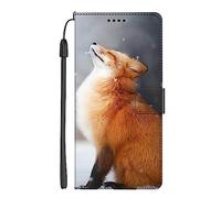 EuoDuo Compatible with Samsung Galaxy A36 5G Wallet Case Phone Holster Premium PU Leather Flip Magnetic Book Protective Cover with ID Credit Card Holder - Snow Brown Fox