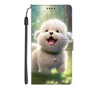 EuoDuo Compatible with Samsung Galaxy S21 FE Phone Purse Case Premium PU Leather Cute Pattern Credit Card Holder Magnetic Closure Wallet Flip Cover - Little Puppy