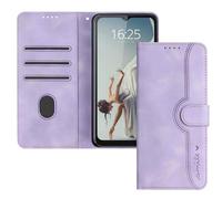 EuoDuo Compatible with TCL 30 SE / 305/306 Wallet Case Love Heart Relief Design PU Leather Folding Protective Flip Cover Card Holders Pouch Phone Holster - Lavender