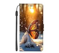 EuoDuo Compatible with Xiaomi Mi 11 Lite 4G / 5G / NE Wallet Case Phone Holster Premium PU Leather Flip Magnetic Book Protective Cover with ID Credit Card Holder - Snow Butterfly