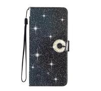 EuoDuo compatible with Xiaomi Poco F7 Pro 5G Glitter Leather Case Phone Wallet Magnetic Sparkly Diamante Design Flip Cover with Credit Card Holder for Women - Black