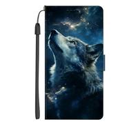 EuoDuo for Honor 90 Lite Wallet Phone Case PU Leather 3D Animal Pattern Flip Folio Pouch Cover with Magnetic Closure Card Holder - Blue Wolf