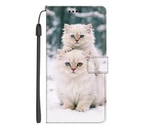 EuoDuo for Honor 90 Lite Wallet Phone Case PU Leather 3D Animal Pattern Flip Folio Pouch Cover with Magnetic Closure Card Holder - Two White Cats