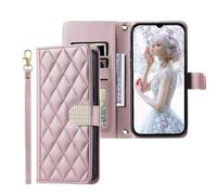 EuoDuo for iPhone 16 Plus Wallet Case PU Leather Wristlet Phone Purse Girls Glitter Sparkle Diamond Buckle Magnetic Closure Flip Folio Cover - Rose Gold