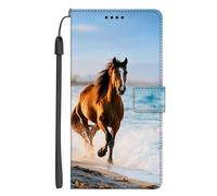 EuoDuo for OPPO Reno 15F 5G Wallet Phone Case PU Leather 3D Animal Pattern Flip Folio Pouch Cover with Magnetic Closure Card Holder - Brown Horse