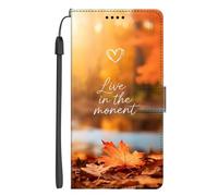 EuoDuo for Realme C35 4G/ Realme Narzo 50A Prime Wallet Phone Case PU Leather 3D Animal Pattern Flip Folio Pouch Cover with Magnetic Closure Card Holder - Heart Autumn Leaves