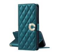 EuoDuo for Xiaomi Redmi 9A / Redmi 9AT Wallet Case PU Leather Wristlet Mobile Phone Bag Women Diamond Pattern Glitter Buckle Closure Card Holder Flip Cover - Olive Green