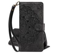 EuoDuo Phone Wallet for Honor Magic8 Pro/Magic 8 Pro Mandala Case PU Leather Magnetic Closure Folding Protective Shockproof Wrist Strap Flip Folio Cover with Card Holder, Black