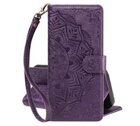 EuoDuo Phone Wallet for Honor Magic8 Pro/Magic 8 Pro Mandala Case PU Leather Magnetic Closure Folding Protective Shockproof Wrist Strap Flip Folio Cover with Card Holder, Purple