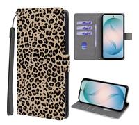 EuoDuo Wallet Case for Realme GT 6 5G / Realme GT 6T 5G Flip Cover PU Leather 3D Animals Pattern Phone Holster with Magnetic Closure Card Holder - Brown Leopard Print