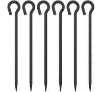 EUOKOK 16 Inch Rebar Stakes 1/2 Inch Diameter 6 Pack Metal Spikes Heavy Duty Dog Tie Out Stake for Yard and Camping, Tree Stakes and Supports for Leaning Young Trees (Black)
