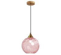 Euone_Clothes 7.8 inches Ripple Glass Pendant Light in Gold Finish Industrial Vintage E27 Loft Bar Ceiling Globe Hanging Lamp Dining Room Kitchen Island Lighting Fixture - Pink