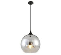 Euone_Clothes Semi-Plated Spherical Glass Pendant Light,Modern Simple Globe Ceiling Hanging Lamp, Kitchen Island Dining Room Bedroom Chandelier (Silver, 30cm)