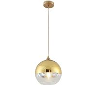 Euone_Clothes Semi-Plated Spherical Glass Pendant Light,Modern Simple Globe Ceiling Hanging Lamp, Kitchen Island Dining Room Bedroom Chandelier (Gold, 15cm) ( DGY-1004)