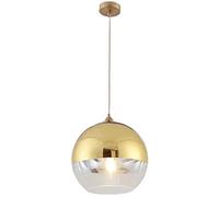 Euone_Clothes Semi-Plated Spherical Glass Pendant Light,Modern Simple Globe Ceiling Hanging Lamp, Kitchen Island Dining Room Bedroom Chandelier (Gold, 30cm)