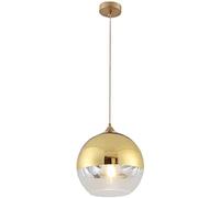 Euone_Clothes Semi-Plated Spherical Glass Pendant Light,Modern Simple Globe Ceiling Hanging Lamp, Kitchen Island Dining Room Bedroom Chandelier (Gold, 20cm), ( DGY-1004)