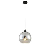 Euone_Clothes Semi-Plated Spherical Glass Pendant Light,Modern Simple Globe Ceiling Hanging Lamp, Kitchen Island Dining Room Bedroom Chandelier (Silver, 15cm)