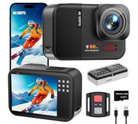 Euorosi 4K 60FPS 48MP WiFi Action Camera with Touch Screen, 50FT Underwater Waterproof Camera, No Case Needed, EIS Motorcycle Camera, 8X Zoom, 64GB Card, Remote Control, Batteries & Mounting Kits