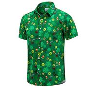 EUOW St. Patrick's Day Hawaiian Shirt for Men Irish Printed Casual Short Sleeve Button Down Beach Shirts, St. Patrick's Day Green, 3XL