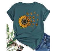 EUOW Women's Sunflower Graphic Shirts Boho Flowers Tee Tops Cute Summer Vintage Short Sleeve Holiday T Shirt, Sunflower -12012, 4XL