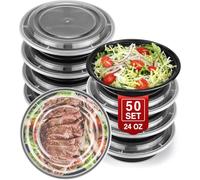 Eupako 50 Sets 720ml/24oz Meal Prep Container Reusable Plastic Food Storage Containers with Lids Fits Microwave Freezer and Dishwasher Safe