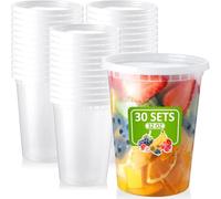 Eupako Food Containers with Lids 30 Set 32oz Kitchen Meal Prep Storage Containers Microwaveable & Freezer Safe Soup Slime Snacks Fruit Oat to Go Containers Pots