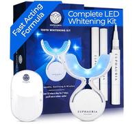 Euphauria Teeth Whitening Kit with a Rechargeable Wireless Red and Blue UV Whitening Spectrum LED Lights Accelerator Mouthpiece, a Sanitizing Travel Storage Case & Three 2 ml Whitening Gel Pen (3)
