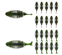 Eupheng 20PCS Soft Plastic Swimbait, Ribbed Plastic Baits with Tickle/Paddle Tail, Fishing Worms Bionic Soft Leech Fishing Minnow Bait for Bass, Pike, Trout, Walleye
